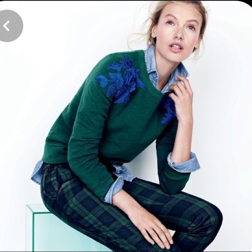 j. crew floral appliqué sweatshirt, size small